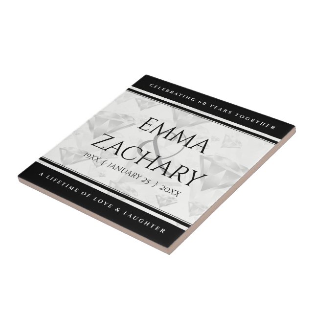 Elegant 60. 75. Diamond Wedding Jubiläum Fliese (Seite)