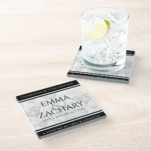 Elegant 60. 75. Diamond Wedding Jubiläum Glasuntersetzer