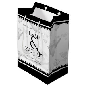 Elegant 60. 75. Diamond Wedding Jubiläum Mittlere Geschenktüte