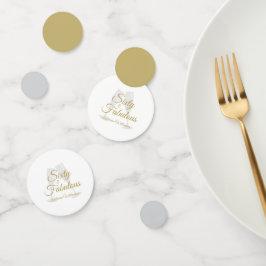 Elegant 60 and Fabulous Birthday Party White Gold Konfetti