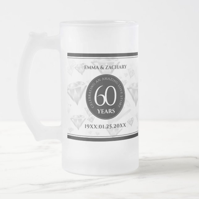 Elegant 60. Diamond Wedding Jubiläum Mattglas Bierglas (Links)