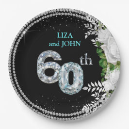 Elegant 60. Diamond Wedding Jubiläum Pappteller