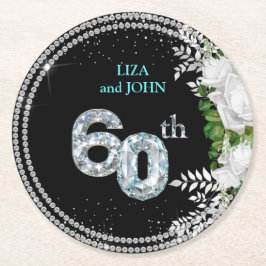 Elegant 60. Diamond Wedding Jubiläum Runder Pappuntersetzer