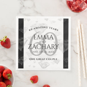 Elegant 60. Diamond Wedding Jubiläum Serviette