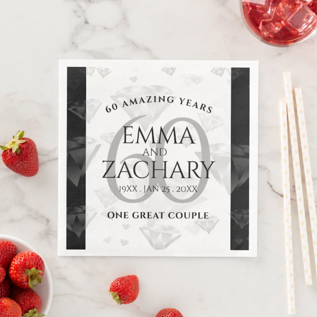 Elegant 60. Diamond Wedding Jubiläum Serviette (Beispiel)