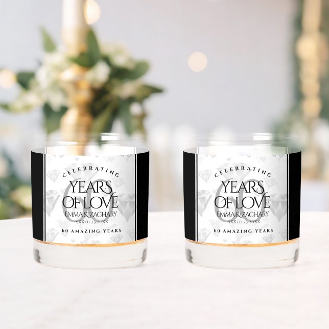 Elegant 60. Diamond Wedding Jubiläum Whiskyglas (Insitu (Hochzeit))