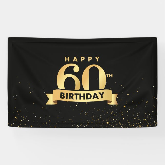 Elegant 60. Geburtstag Banner Hintergrund Black &  (Horizontal)