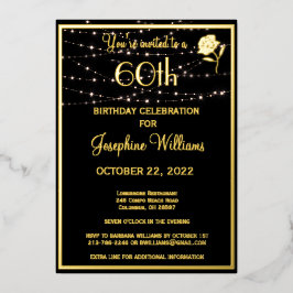 Elegant 60 Geburtstag Black REAL Gold Folieneinladung