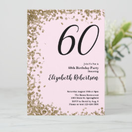 Elegant 60. Geburtstag Einladung Pink Gold Sequin