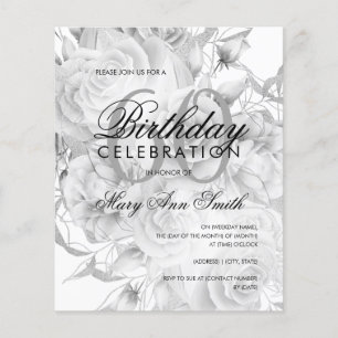 Elegant 60. Geburtstag Floral Silber Einladung
