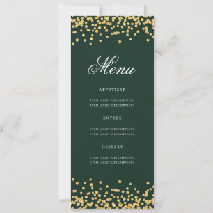 Elegant 60. Geburtstag Menü Gold Green Confetti Einladung