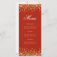 Elegant 60. Geburtstag Menü Gold Red Confetti