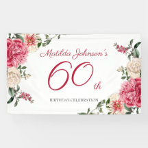 Elegant 60. Geburtstag Pink White Floral Botanisch