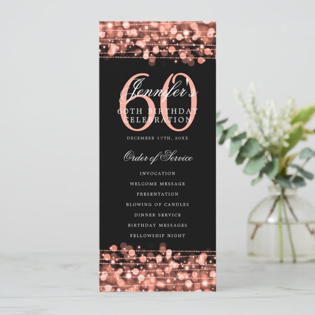 Elegant 60. Geburtstag Rose Gold Vielen Dank Einladung (Stehend Vorderseite)