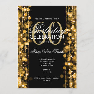 Elegant 60. Geburtstagsparty Glitzern Gold Einladung