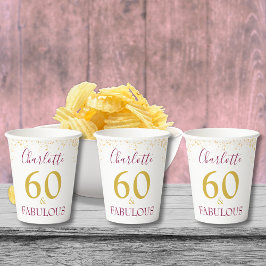 Elegant 60. Geburtstagsparty Gold Personalisiert Pappbecher