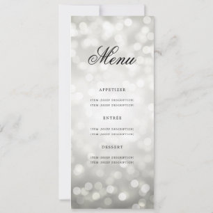 Elegant 60. Geburtstagsparty Menü Silver Bokeh Einladung