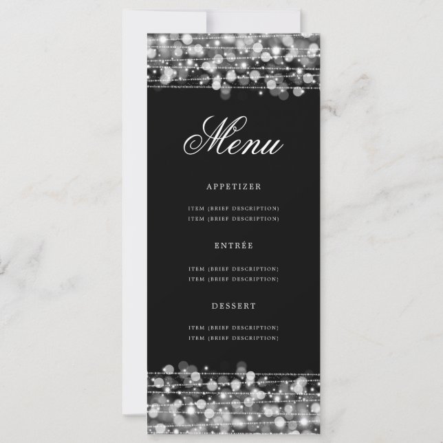 Elegant 60. Geburtstagsparty-Menü Silver Einladung (Rückseite)
