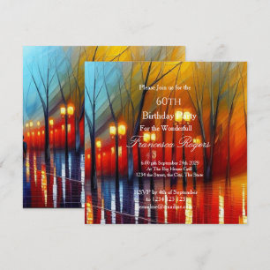 Elegant 60. Geburtstagsparty rot-gelbe Lichter Einladung