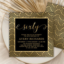 Elegant 60 Script Black und Gold 60. Geburtstag