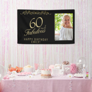 Elegant 60 und fabelhaftes Geburtstags-Foto Black Banner