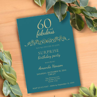 Elegant 60 und fabelhaftes Ornament 60. Geburtstag Einladung