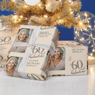 Elegant 60 und Fabulous 60. Geburtstagsfoto Geschenkpapier