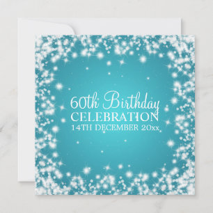 Elegant 60th Birthday Party Winter Sparkle Blue Einladung