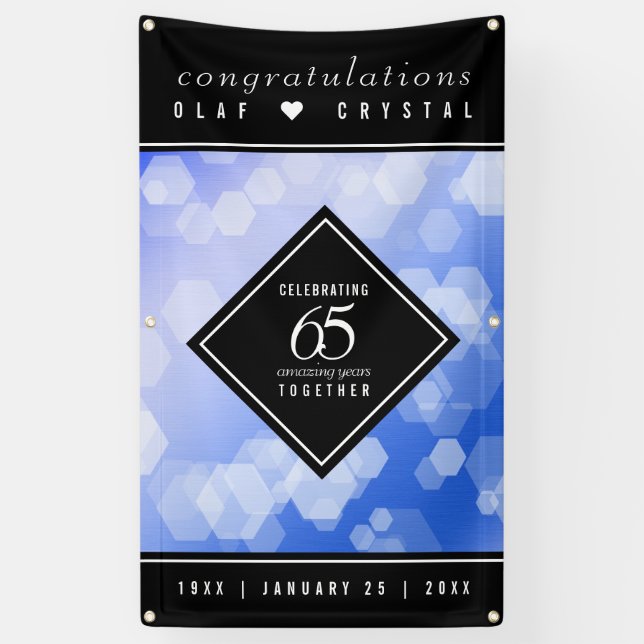 Elegant 65. Blue Sapphire Hochzeitstag Banner (Vertikal)