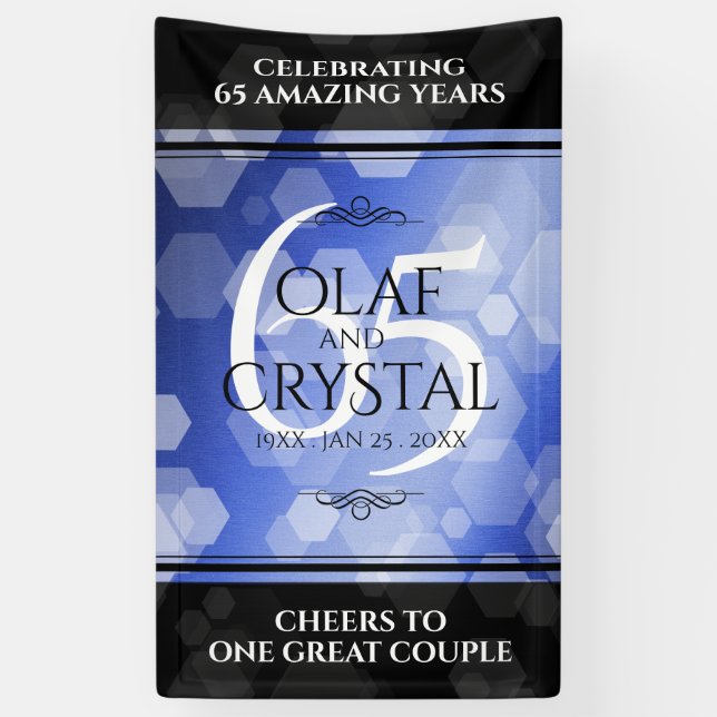 Elegant 65. Blue Sapphire Hochzeitstag Banner (Vertikal)