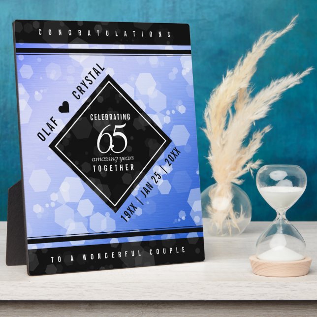 Elegant 65. Blue Sapphire Hochzeitstag Fotoplatte (Seite)