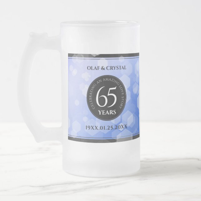 Elegant 65. Blue Sapphire Hochzeitstag Mattglas Bierglas (Links)