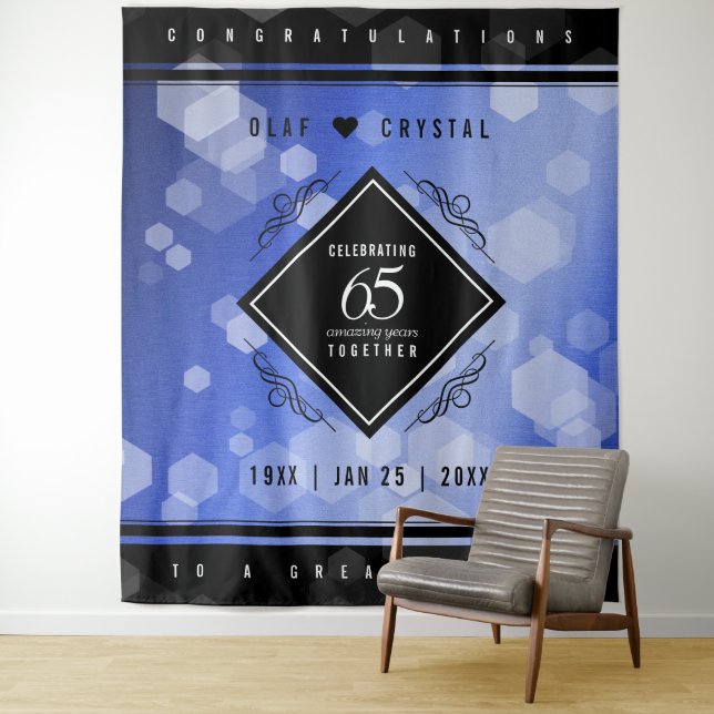 Elegant 65. Blue Sapphire Hochzeitstag Wandteppich (Beispiel)