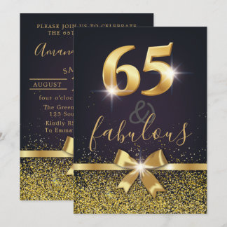 Elegant 65 & Fabulous Gold Glitzer 65. Geburtstag Einladung