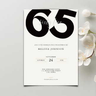 Elegant 65th Birthday Invitation - Minimal Style Einladung