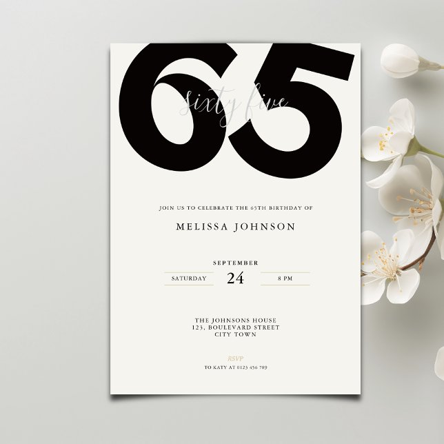 Elegant 65th Birthday Invitation - Minimal Style Einladung (Von Creator hochgeladen)