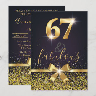 Elegant 67 & Fabulous Gold Glitzer 67. Geburtstag Einladung