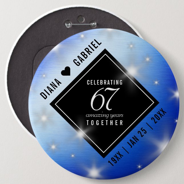 Elegant 67. Star Sapphire Hochzeit Jahrestag Button (Vorne & Hinten)