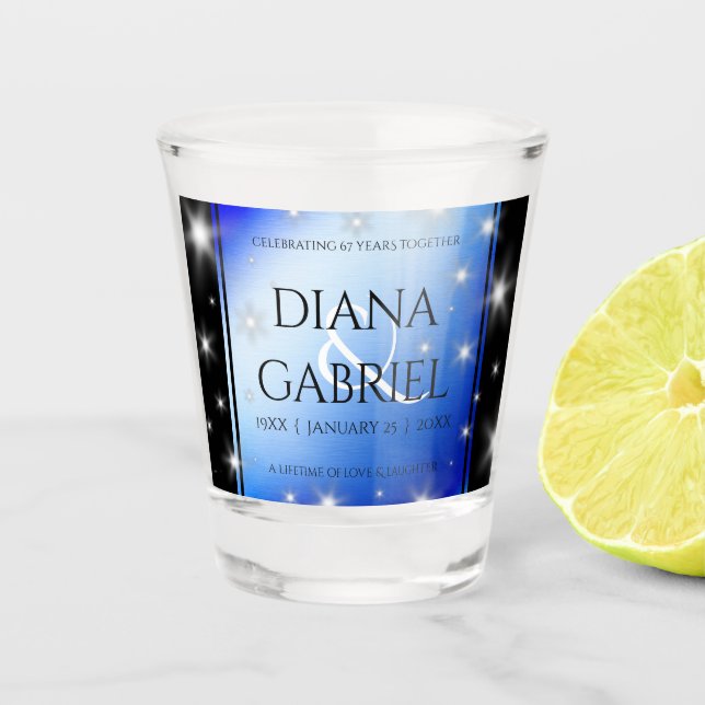 Elegant 67. Star Sapphire Hochzeit Jahrestag Schnapsglas (Vorderseite)