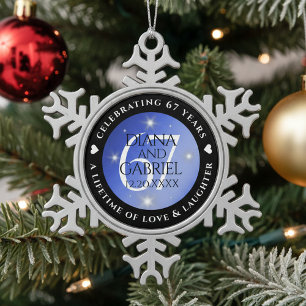 Elegant 67. Star Sapphire Hochzeit Jahrestag Schneeflocken Zinn-Ornament