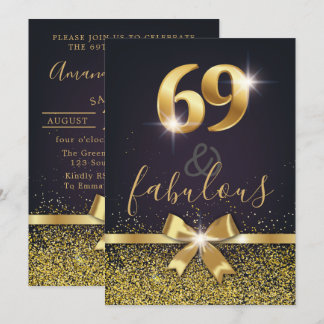 Elegant 69 & Fabulous Gold Glitzer 69. Geburtstag Einladung