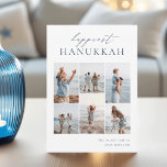 Elegant 6 Foto Collage Happiest Hanukkah Feiertagskarte<br><div class="desc">Freuen Sie sich auf diese modernen Hanukkah-Urlaubskarten,  die 6 Ihrer beliebtesten Fotos in einer Gitterkollektion enthalten. "Happiest Hanukkah" erscheint oben in der Hand mit Schriftzeichen und klassischen Serifenschriften. Personalisieren Sie mit Ihrem Familiennamen und dem Jahr unten rechts.</div>