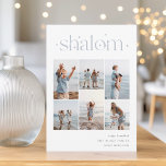 Elegant 6 Foto Collage Shalom Hanukkah Feiertagskarte<br><div class="desc">Freuen Sie sich auf diese modernen Hanukkah-Urlaubskarten,  die 6 Ihrer beliebtesten Fotos in einer Gitterkollektion enthalten. "Shalom" erscheint oben in zusammenhängenden Schriften,  die mit winzigen Sternen verziert sind. Personalisieren Sie Ihren Urlaub Gruß,  Familienname und das Jahr unten rechts.</div>