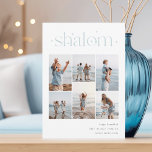 Elegant 6 Foto Collage Shalom Hanukkah Feiertagskarte<br><div class="desc">Freuen Sie sich auf diese modernen Hanukkah-Urlaubskarten,  die 6 Ihrer beliebtesten Fotos in einer Gitterkollektion enthalten. "Shalom" erscheint oben in zusammenhängenden Schriften,  die mit winzigen Sternen verziert sind. Personalisieren Sie Ihren Urlaub Gruß,  Familienname und das Jahr unten rechts.</div>