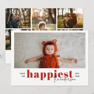Elegant 6 FotoCollage haben das glücklichste neue Feiertagskarte