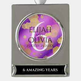 Elegant 6. Geburtstag von Amethyst Banner-Ornament Silber