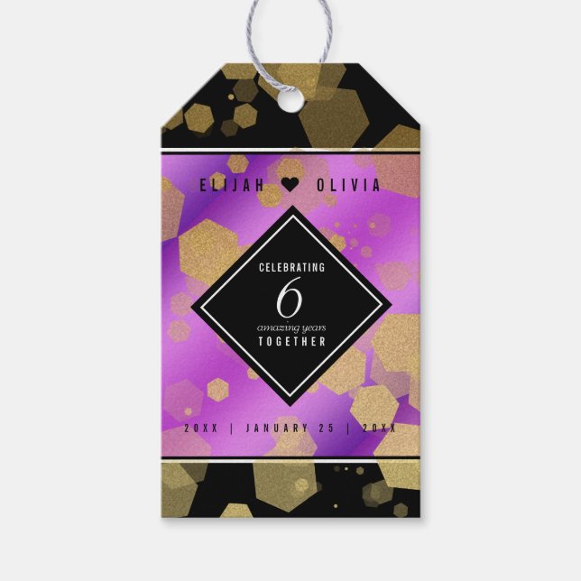 Elegant 6. Geburtstag von Amethyst Geschenkanhänger (Vorderseite)