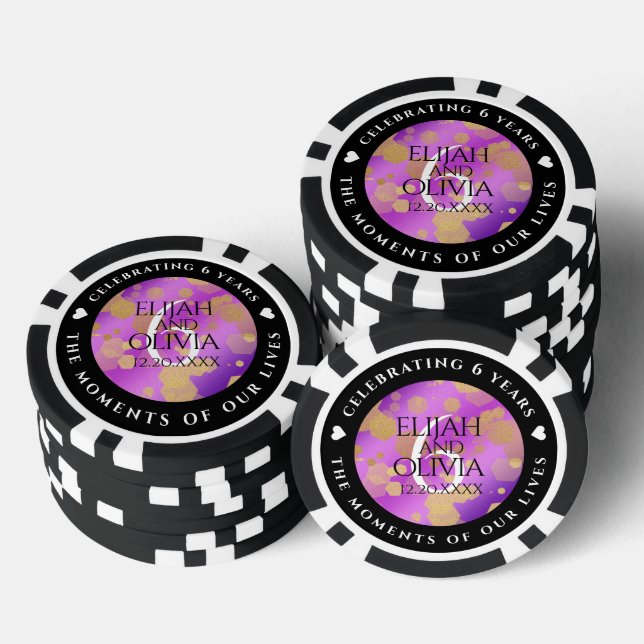 Elegant 6. Geburtstag von Amethyst Pokerchips (Stapel)