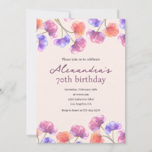 Elegant 70. Geburtstag Einladungen Boho Floral Chi