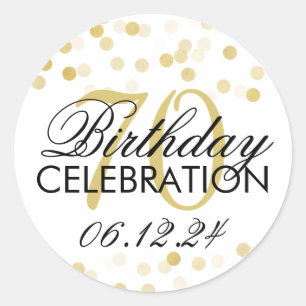 Elegant 70. Geburtstag Gold Foil Glitzer Lights Runder Aufkleber
